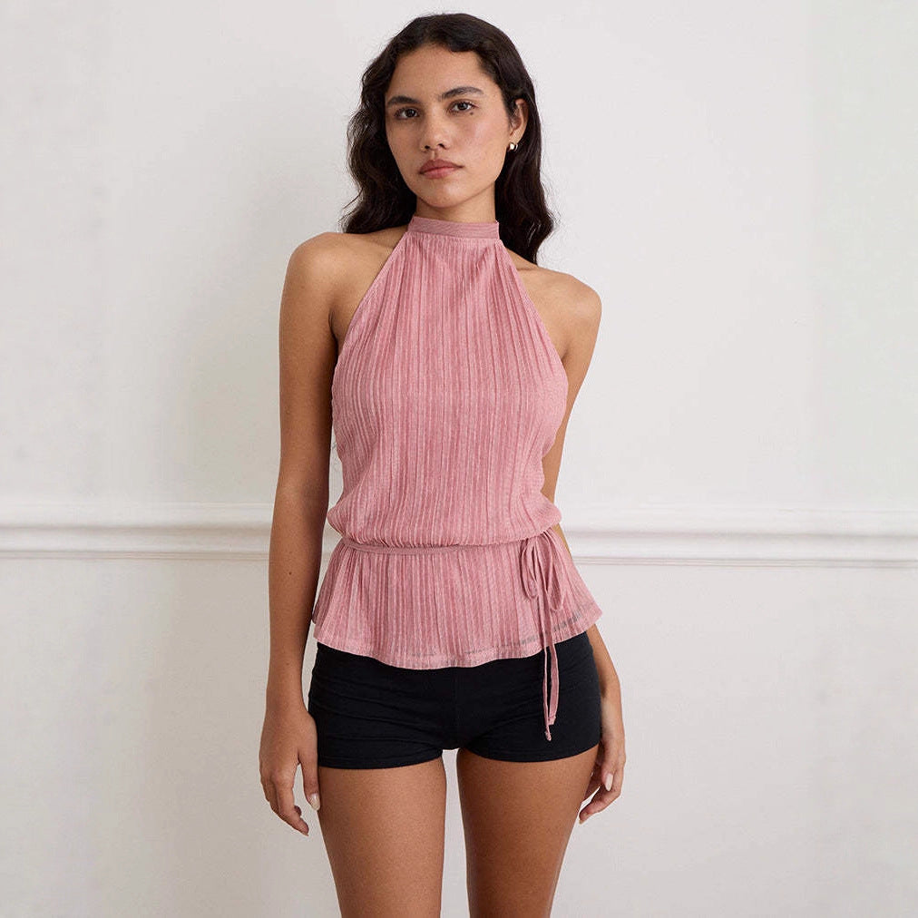 Women's Backless Strappy Halter Tank Top