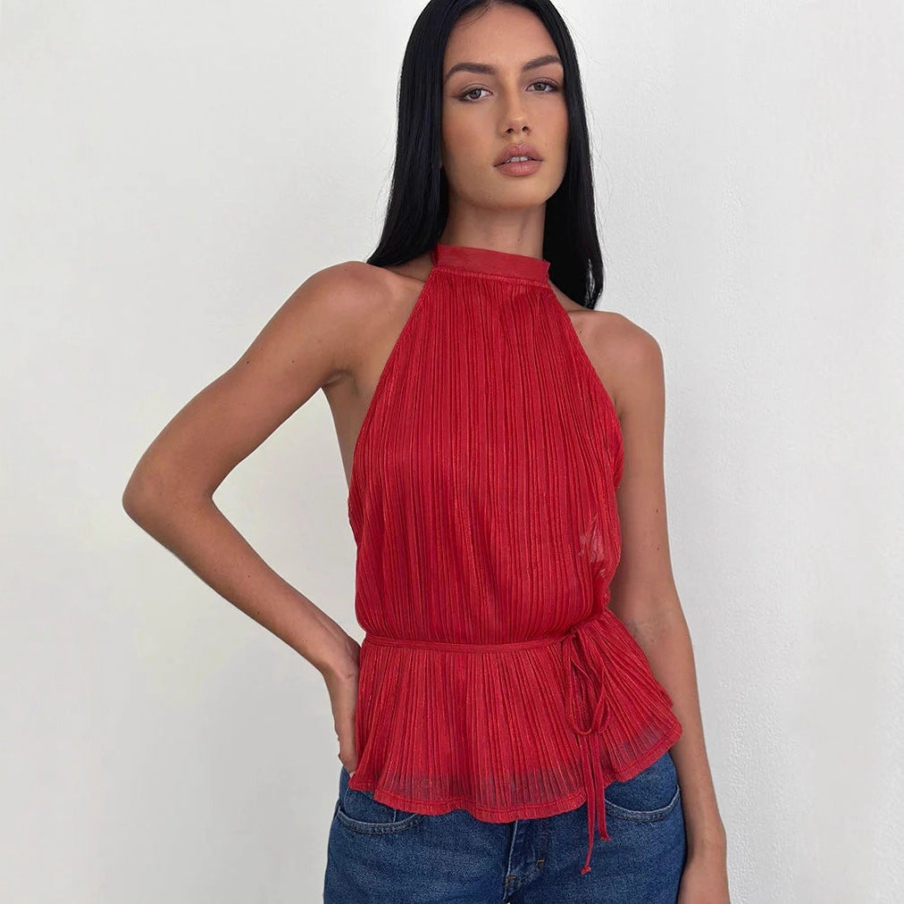 Women's Backless Strappy Halter Tank Top