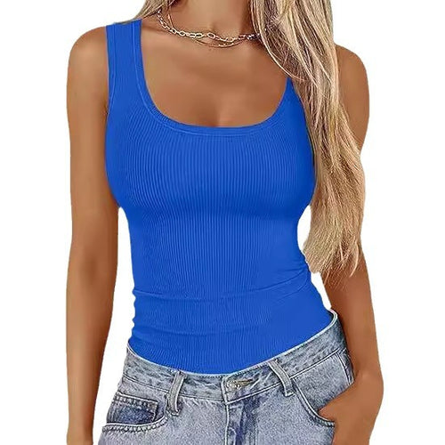 Elastic Slim-fit Vest Women's Square-neck Sleeveless Top Summer Clothing