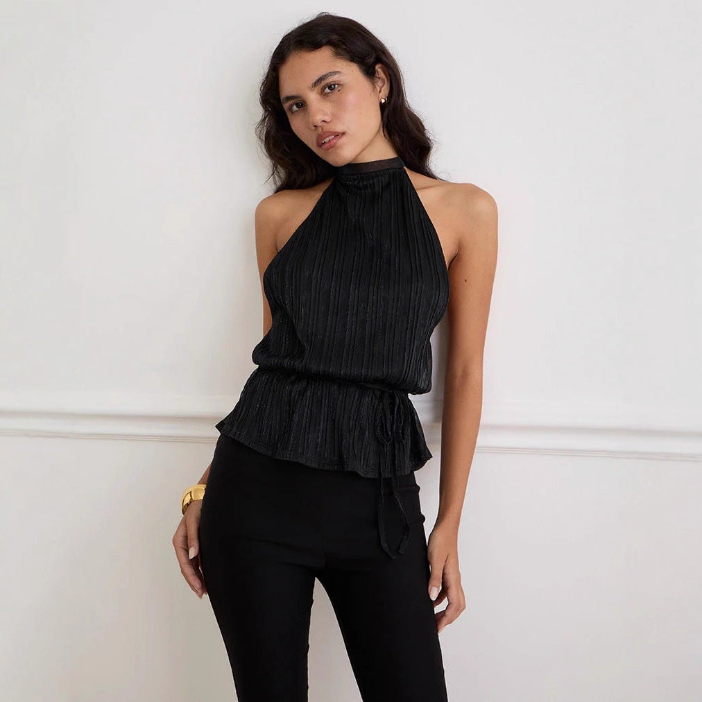 Women's Backless Strappy Halter Tank Top